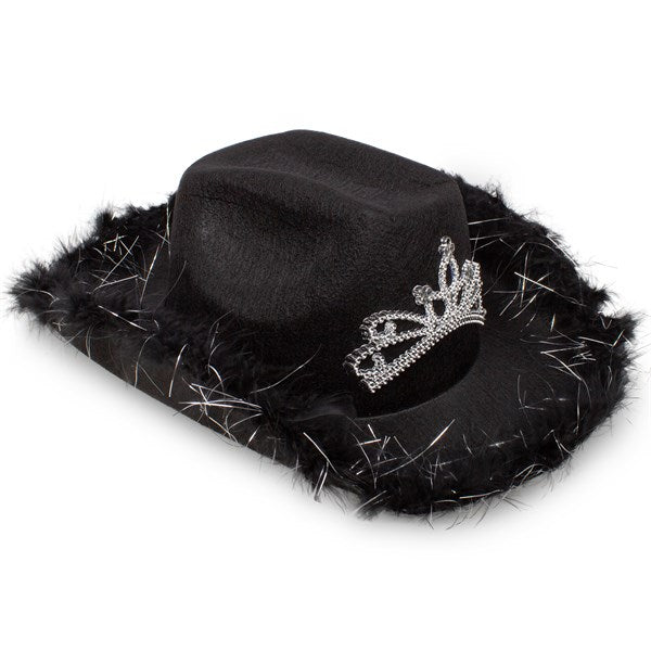 LED Black Cowboy Hat with Tiara