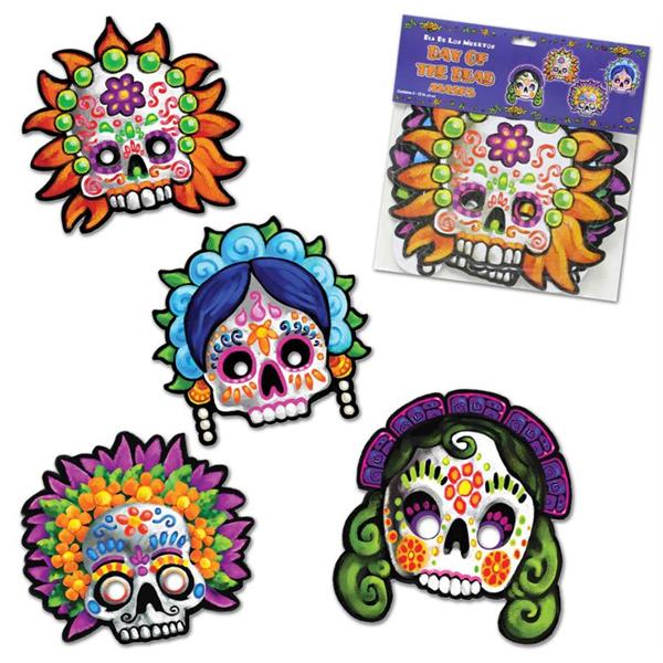 Day of the Dead Masks (4 Per pack)