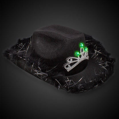 LED Black Cowboy Hat with Tiara