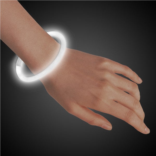 White 8" Glow Bracelets (50 Per pack)