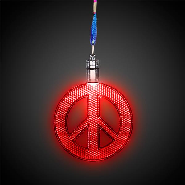 LED Peace Sign Necklaces (12 per pack)