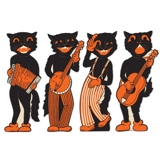 Vintage Halloween Cat Band Cutouts (4 Per pack)