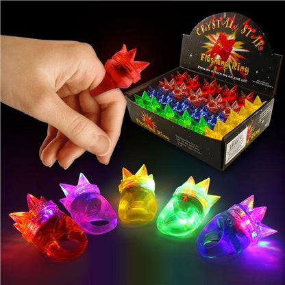 LED Star Spike Jelly Rings (22 Per pack)