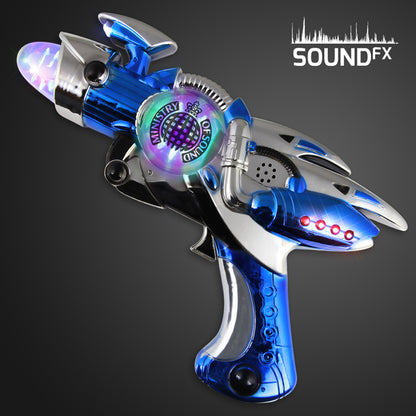 Light Up Toys Large Blue Sound Effects Gun with Spinning Globe