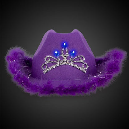 LED Purple Cowboy Hat with Tiara