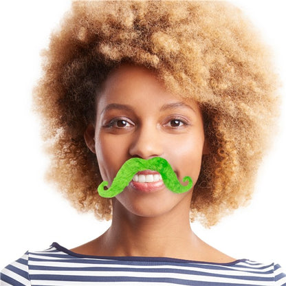 Lime Green Handlebar Mustaches (12 Per pack)