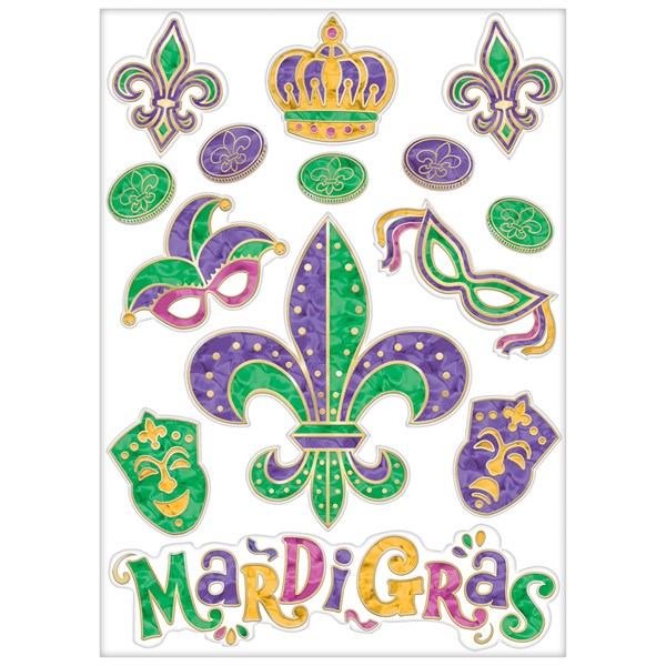 Mardi Gras Window Clings