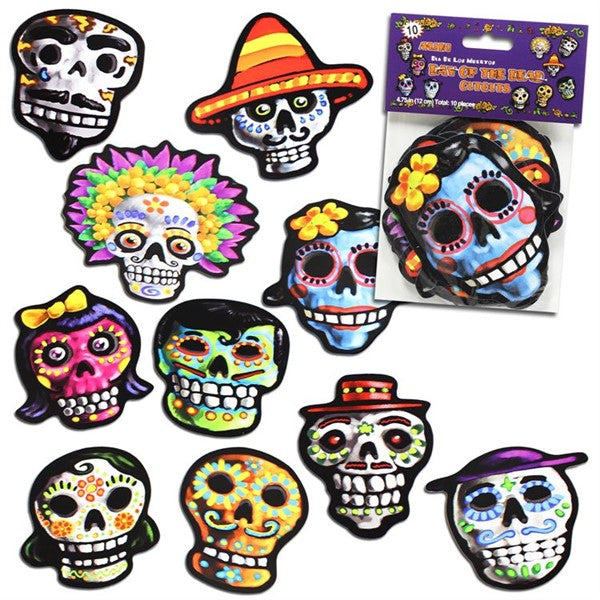 Day Of The Dead Sugar Skull Cutouts (10 Per pack)