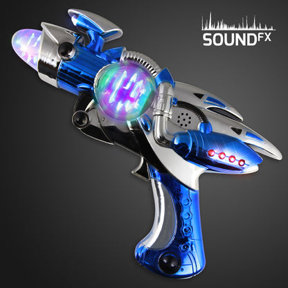 Light Up Toys Large Blue Sound Effects Gun with Spinning Globe