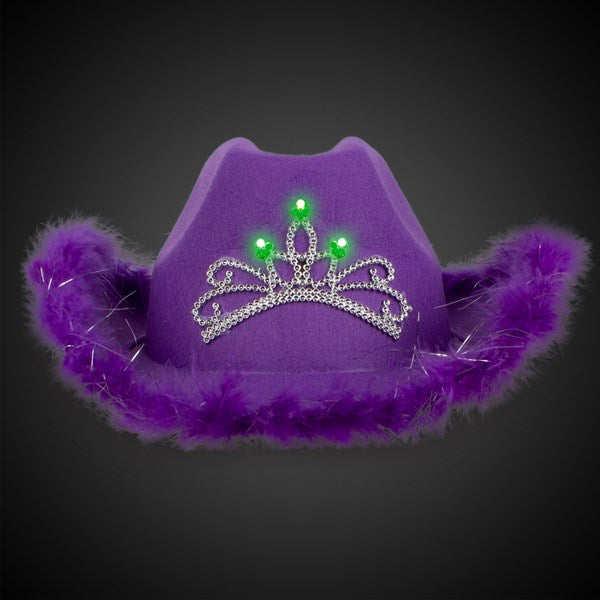 LED Purple Cowboy Hat with Tiara