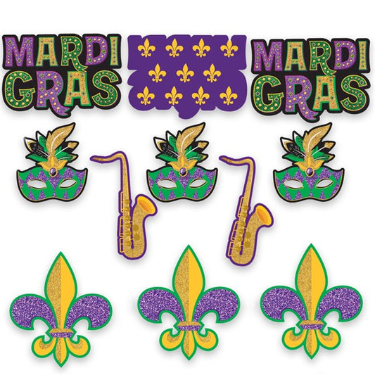 Mardi Gras Mini Cutouts (10 Per pack)