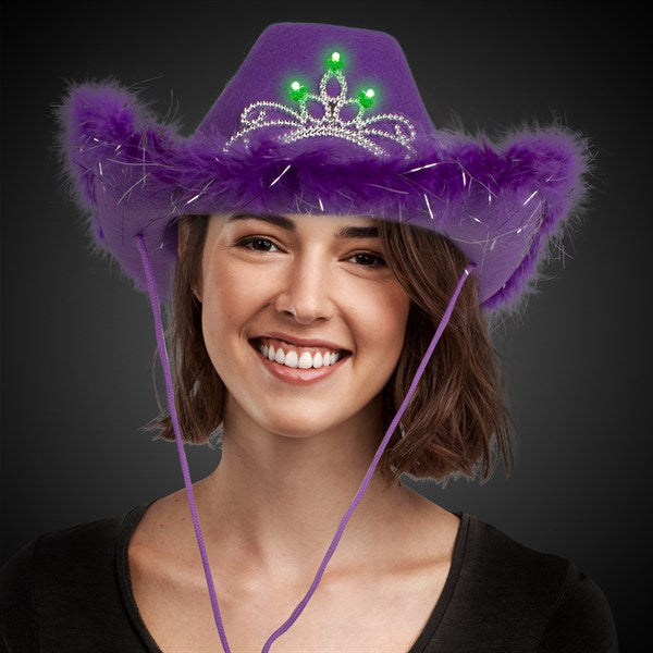 LED Purple Cowboy Hat with Tiara