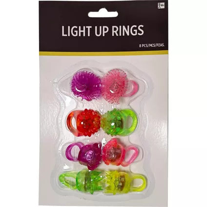 Light-Up Multicolor Rings, 8ct