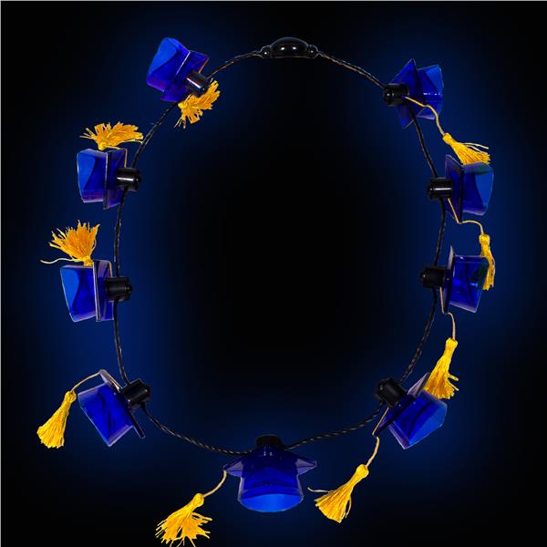 LED Blue Graduation Caps Necklace