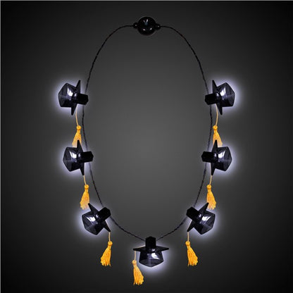 LED Black Graduation Caps Necklace