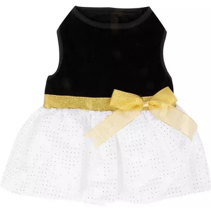 Black & Gold Sparkle Polka Dot Pet Dress