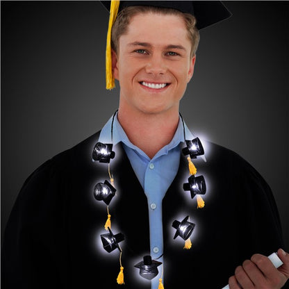 LED Black Graduation Caps Necklace