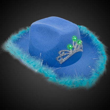 LED Blue Cowboy Hat with Tiara