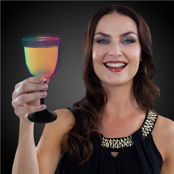 LED 10 oz Wine Glass Black Stem