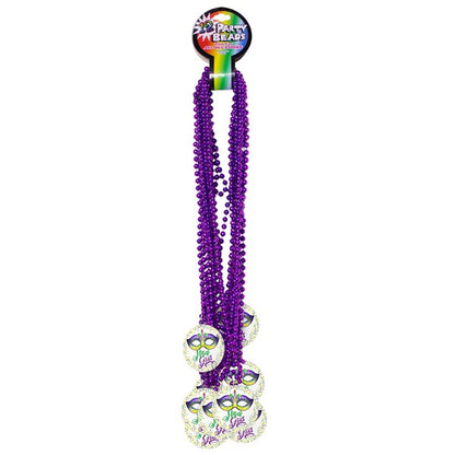 Mardi Gras Mask Medallion Bead Necklaces (12 per pack)