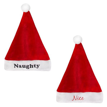 Nice & Naughty Santa Hats (2 Per pack)