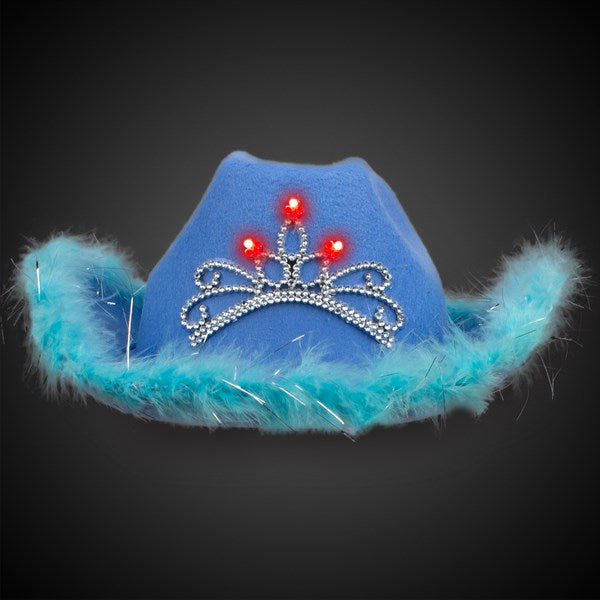 LED Blue Cowboy Hat with Tiara