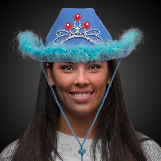 LED Blue Cowboy Hat with Tiara
