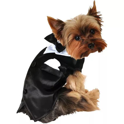 Black Satin Pet Tuxedo Vest