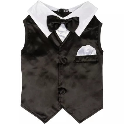 Black Satin Pet Tuxedo Vest