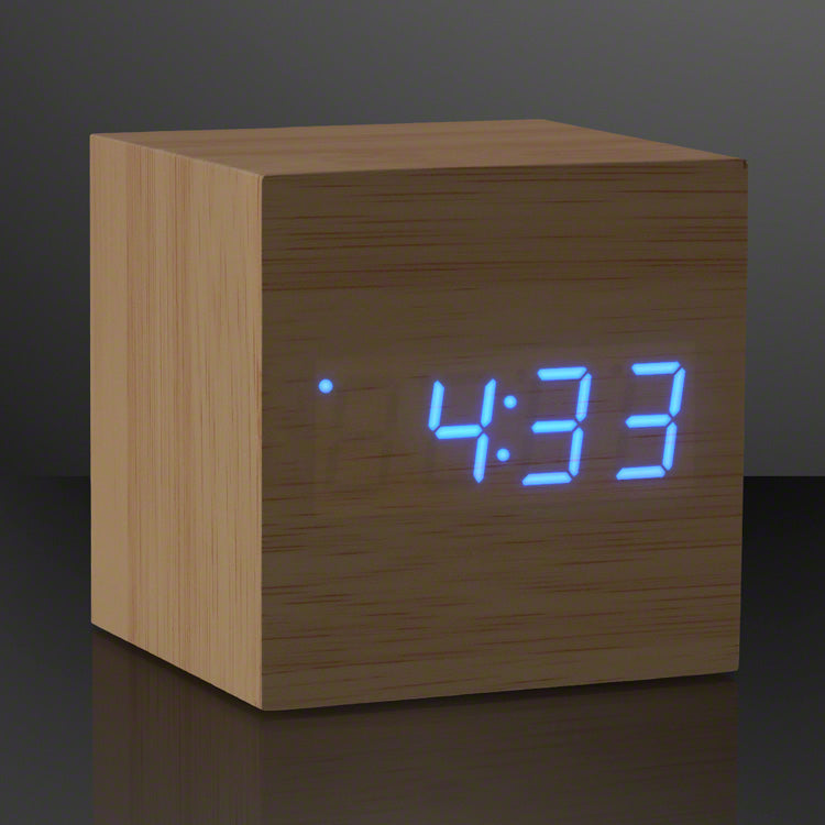 Blue LED Cube Alarm Clock with USB