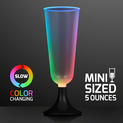 5 oz. LED Mini Champagne Glass Sippers, Slow Color Change