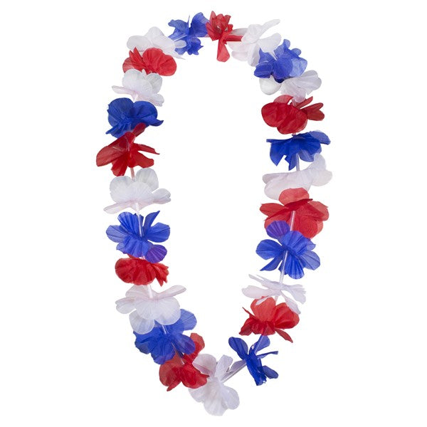 Patriotic 38" Silk Flower Leis (12 Per pack)