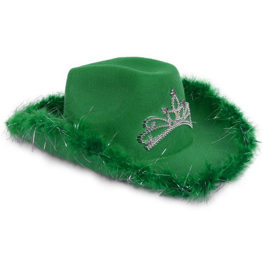 LED Green Cowboy Hat with Tiara
