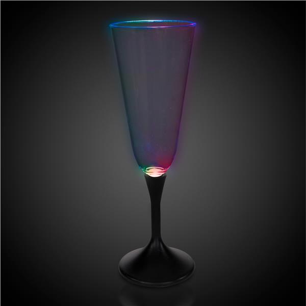 LED 7 oz. Champagne Glass Black Stem