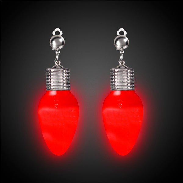 LED Red Bulb Clip-On Earrings