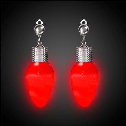 LED Red Bulb Clip-On Earrings