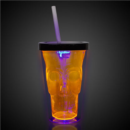 LED Neon Orange Skull Cup