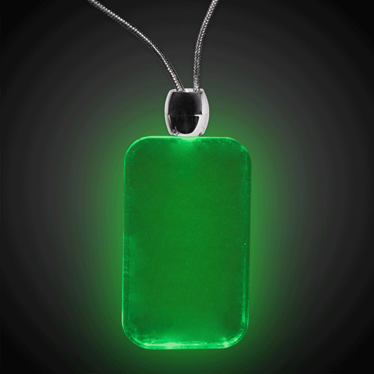 Green LED Dog Tag Pendant Necklace