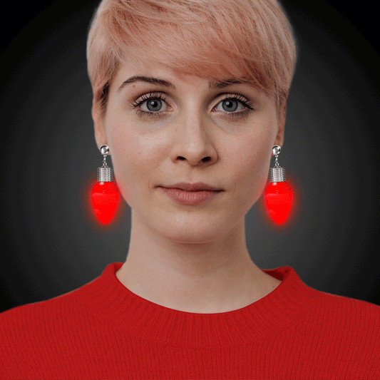 LED Red Bulb Clip-On Earrings