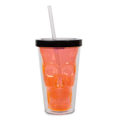 LED Neon Orange Skull Cup