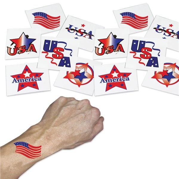 Patriotic 1 1/4" Tattoos(144 Per pack)