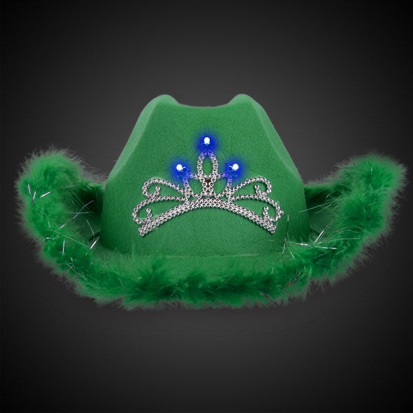 LED Green Cowboy Hat with Tiara