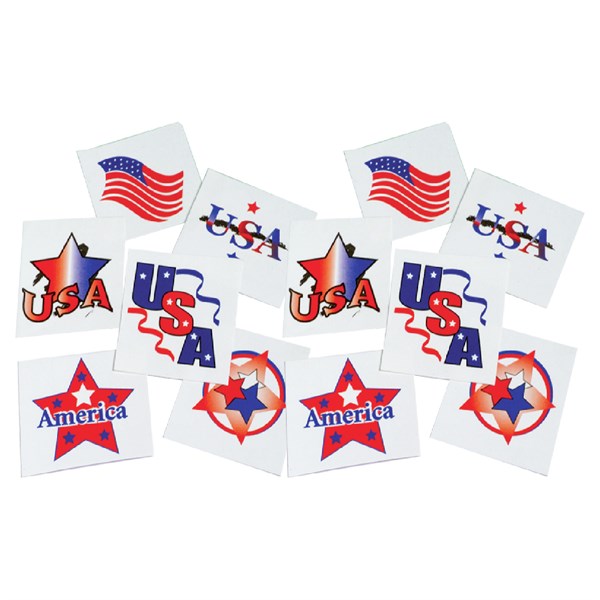 Patriotic 1 1/4" Tattoos(144 Per pack)