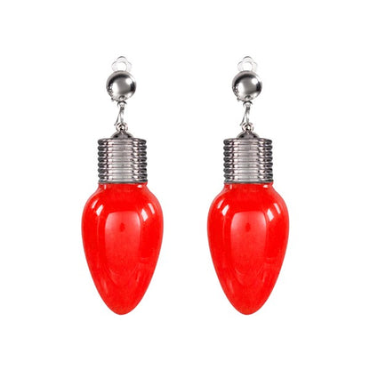 LED Red Bulb Clip-On Earrings