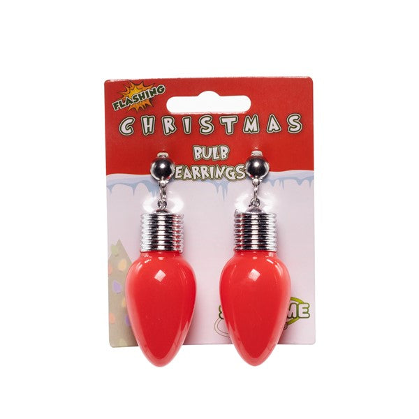 LED Red Bulb Clip-On Earrings