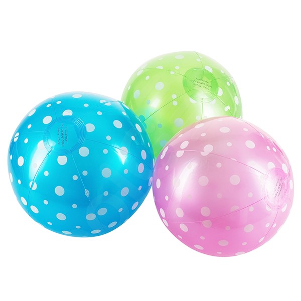 Inflatable Polka Dot 9" Beach Balls (15 Per pack)