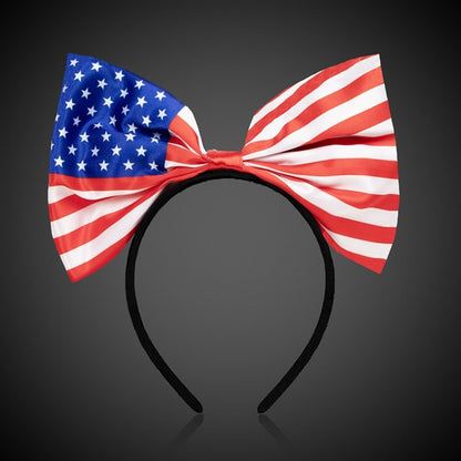 LED USA Flag Bow Headband