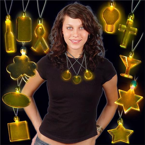 Amber LED Square Pendant Necklaces