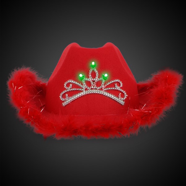 LED Red Cowboy Hat with Tiara