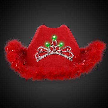 LED Red Cowboy Hat with Tiara